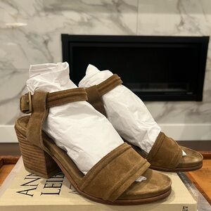 Billy Reid Tan Suede Block Heeled Sandals